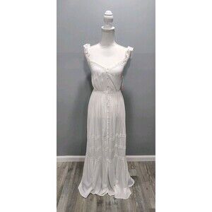 Forever 21 Women's White Solid Woven Maxi Beach Dress Sizes Small